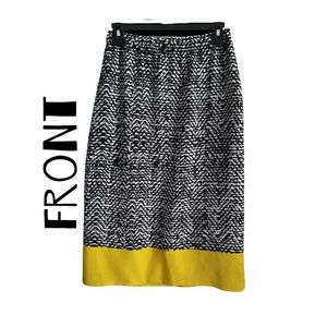 Travel Elements Black, White, and Yellow Patterned Skirt